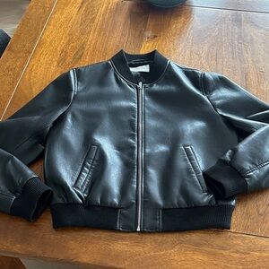 Babaton -Aritzia UnReal Leather Bomber Jacket size L, black